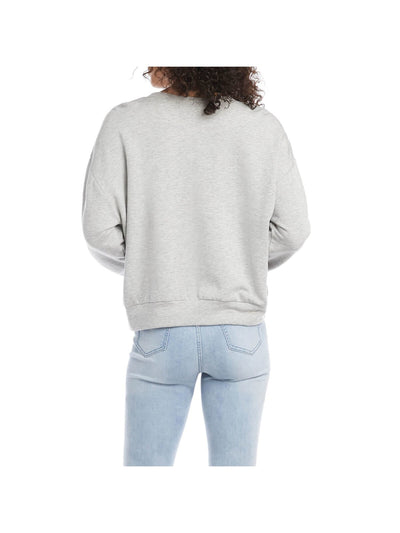KAREN KANE Womens Fringed Shoulders Long Sleeve Stretch Sweatshirt