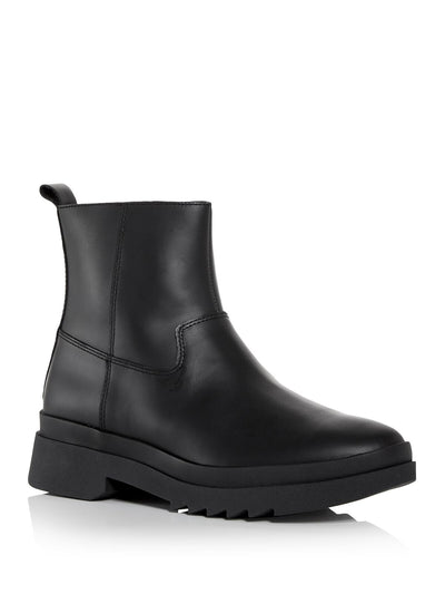 EILEEN FISHER Womens Black Rain Water Resistant Treaded Floyd Round Toe Block Heel Zip-Up Leather Booties 7 M