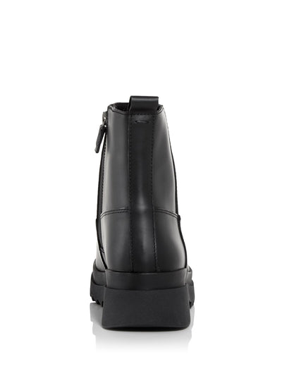 EILEEN FISHER Womens Black Rain Water Resistant Treaded Floyd Round Toe Block Heel Zip-Up Leather Booties 7 M