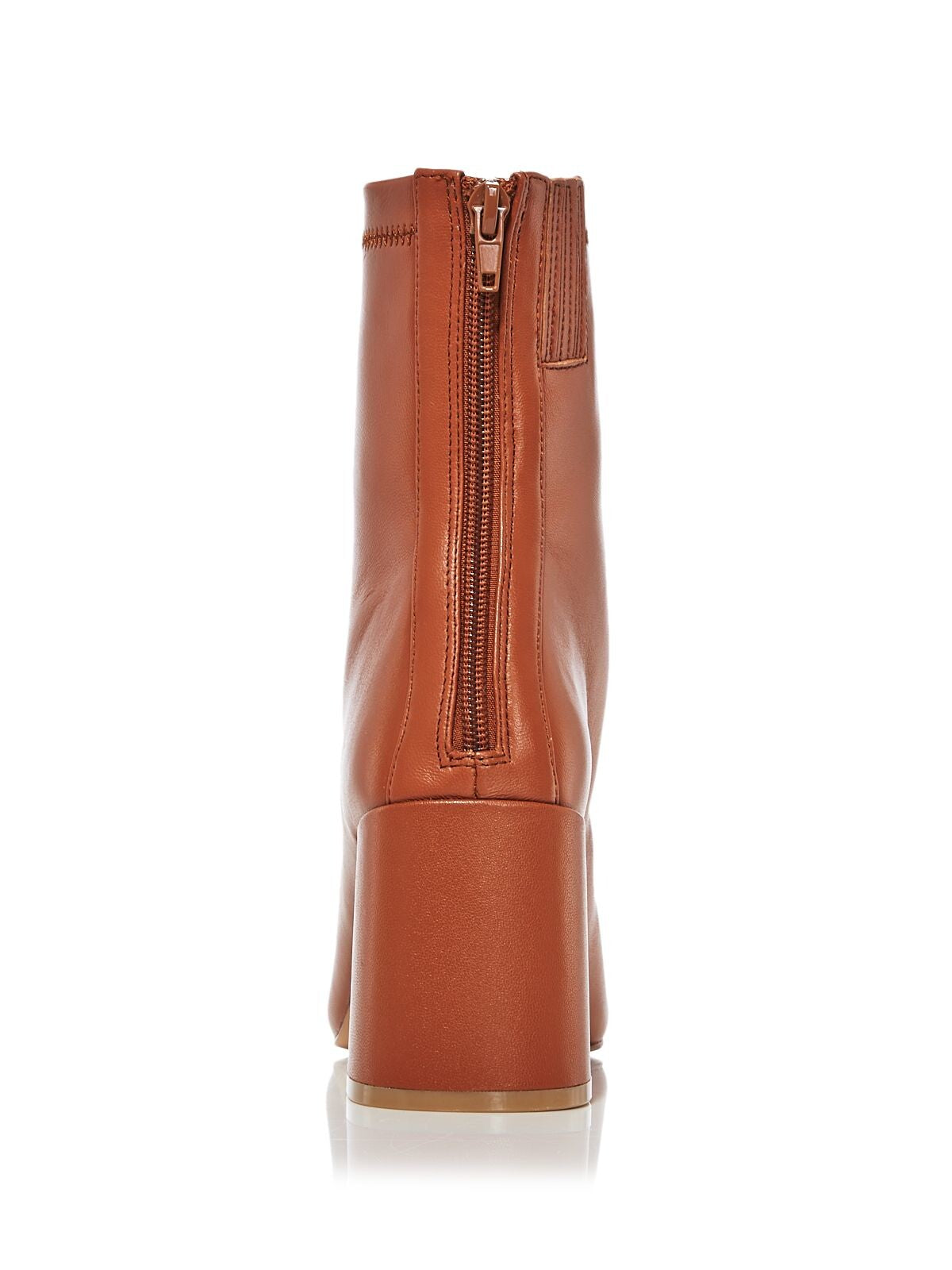AQUA Womens Brown Comfort Goring Juno Square Toe Block Heel Zip-Up Leather Booties 10 M