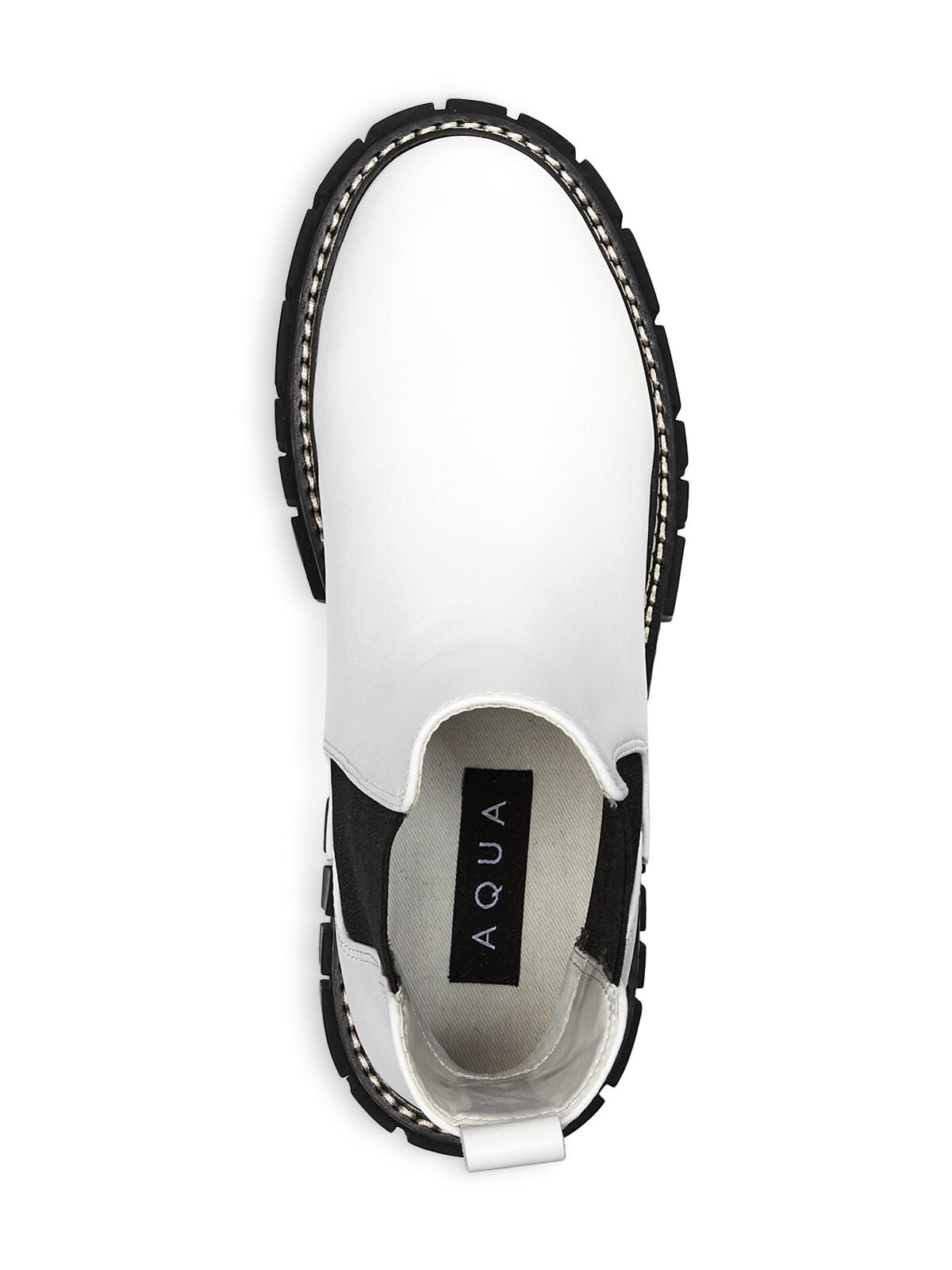 AQUA Womens White Lug Sole 1-1/2" Platform Goring Comfort Casey Round Toe Block Heel Leather Booties 8.5 M