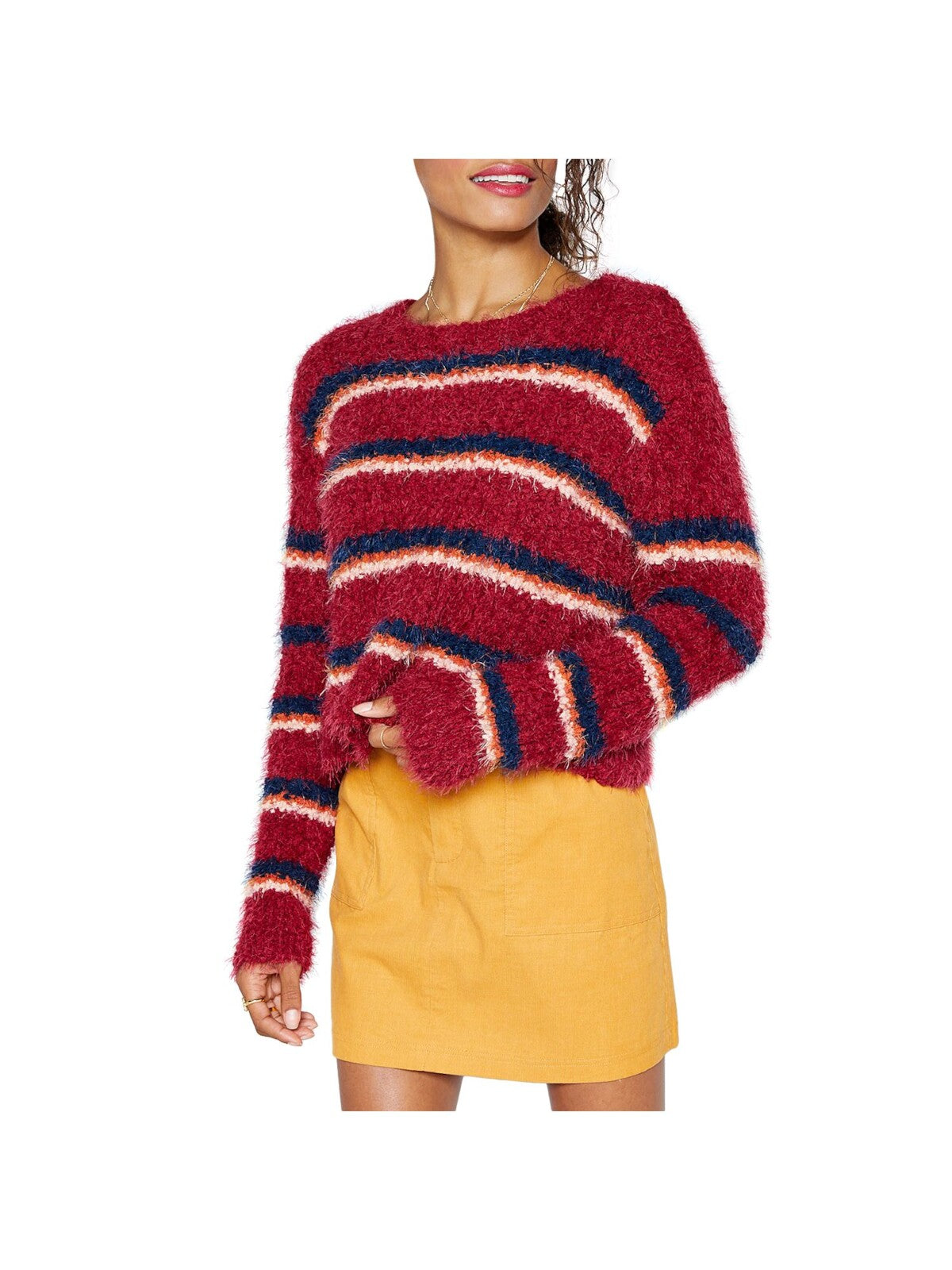 SADIE&SAGE Womens Knit Long Sleeve Crew Neck Cropped Sweater