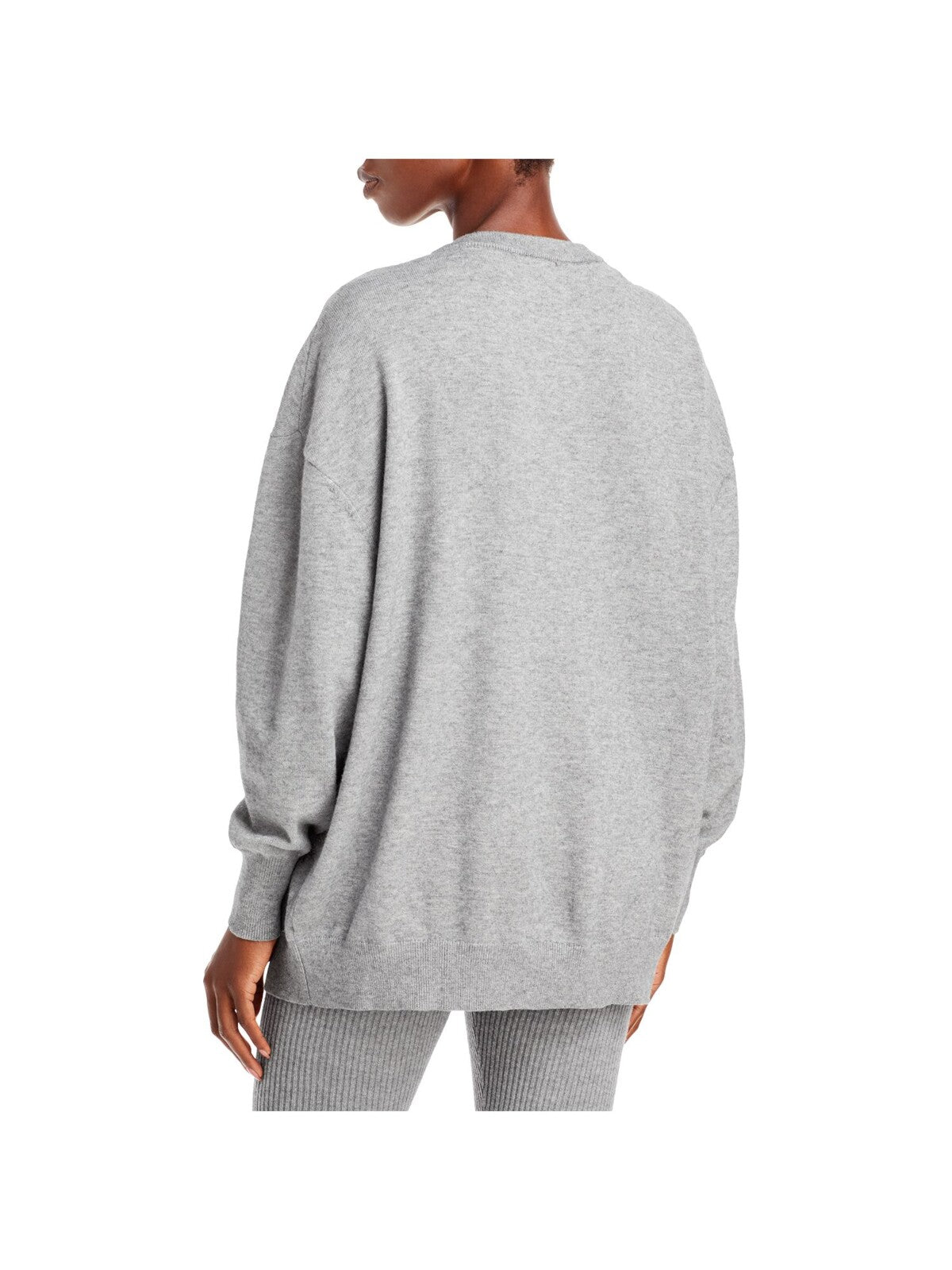 AQUA Womens Gray Heather Long Sleeve Crew Neck Wear To Work Sweater L