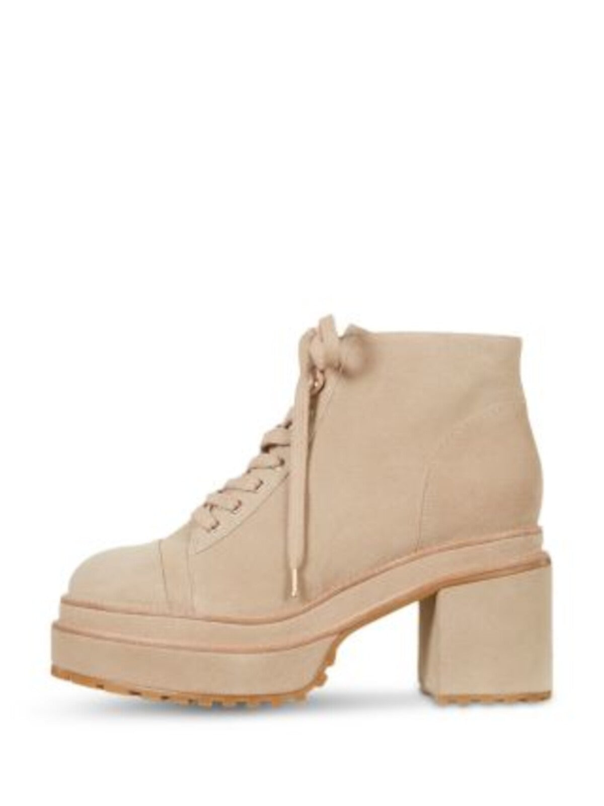 CULT GAIA Womens Beige 2" Platform Eyelet Cushioned Bratz Round Toe Block Heel Lace-Up Leather Booties 38.5