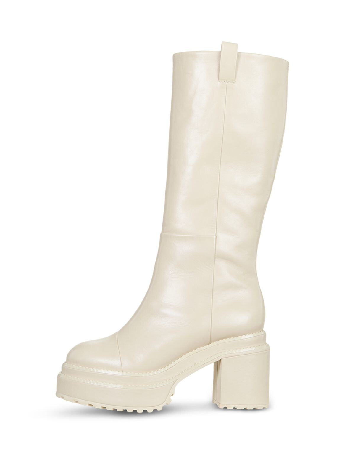 CULT GAIA Womens Beige Pull Tabs 2" Platform Padded Hana Round Toe Block Heel Leather Heeled Boots 39.5
