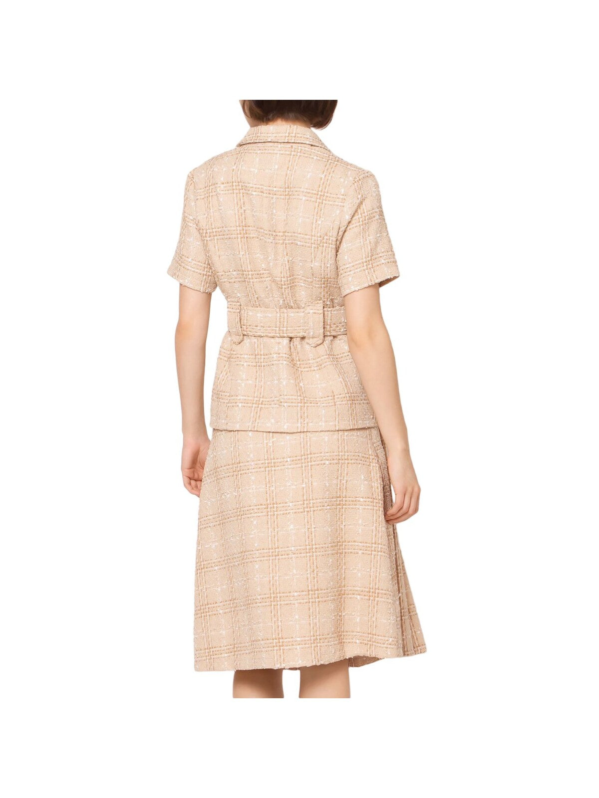 GRACIA Womens Beige Zippered Pleated Lined Knee Length Wear To Work A-Line Skirt S