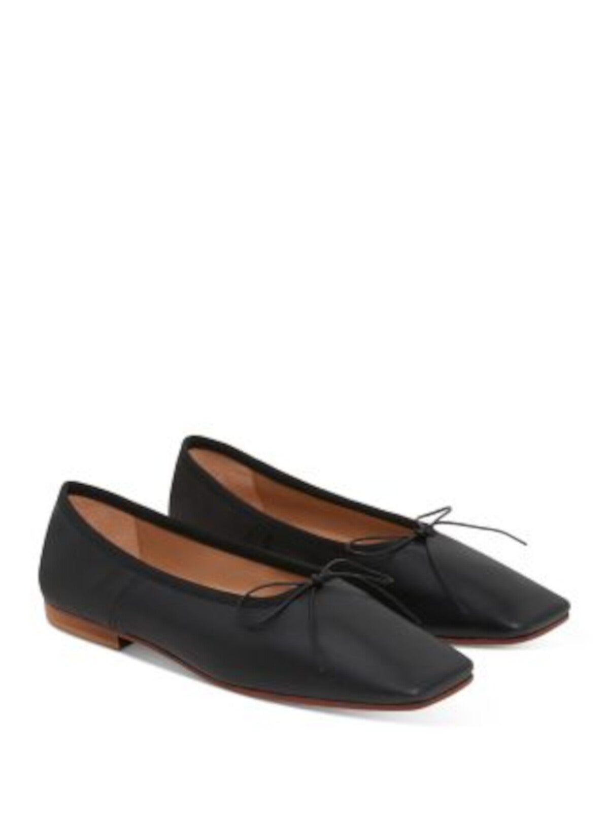 MANSUR GAVRIEL Womens Black Bow Accent Padded Square Toe Slip On Leather Ballet Flats 37