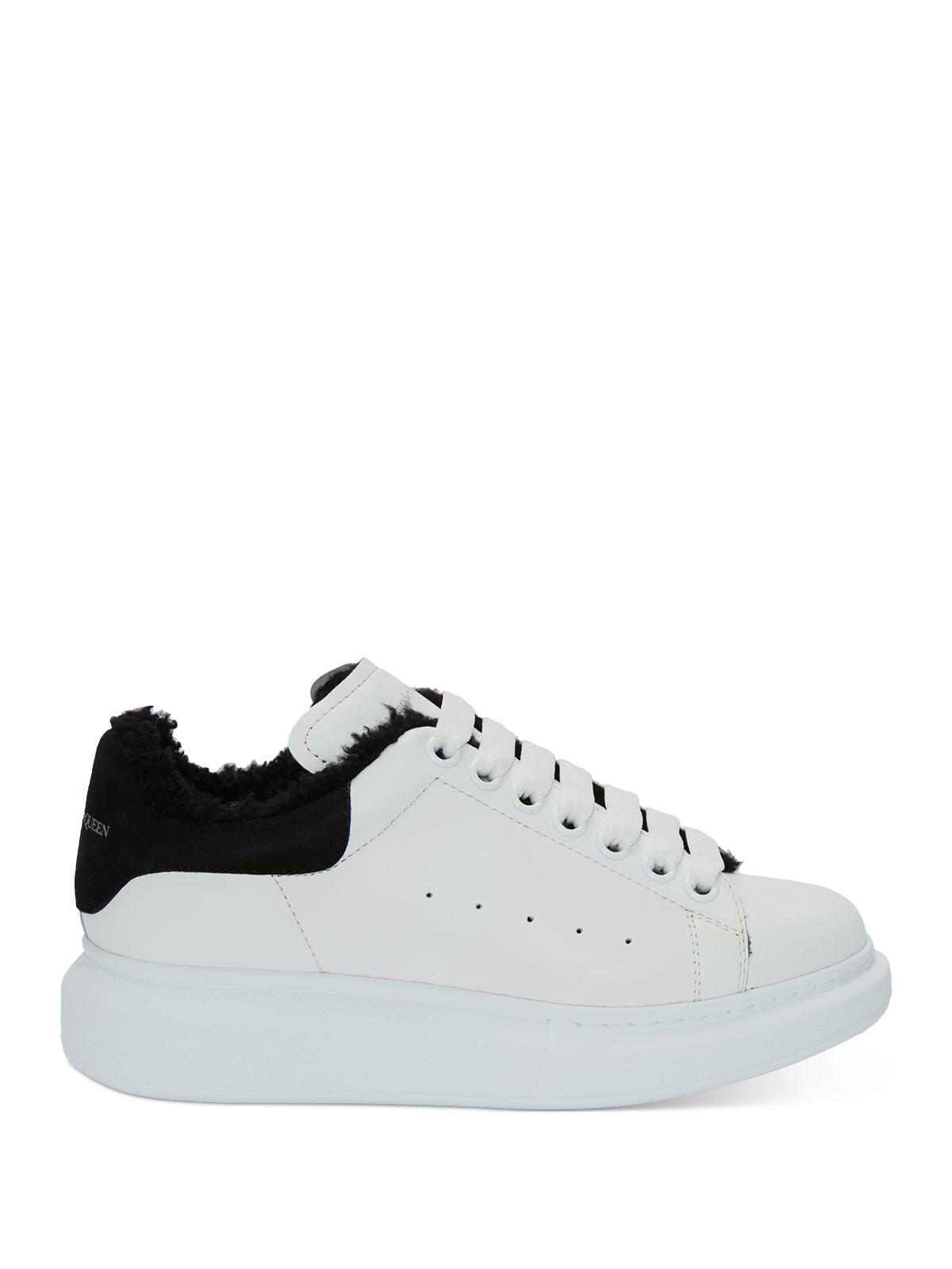 ALEXANDER MCQUEEN Womens White 1-1/2" Platform Perforated Logo Round Toe Wedge Lace-Up Leather Sneakers Shoes 35.5