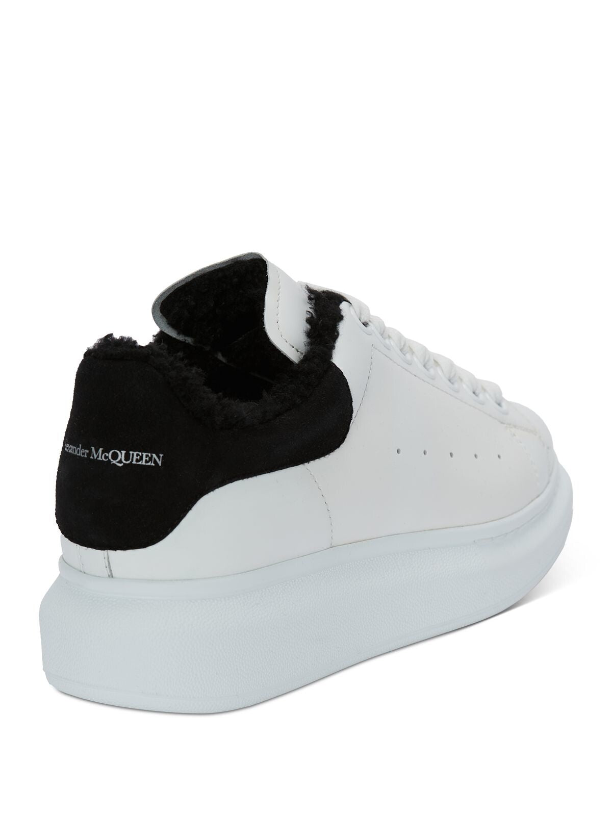 ALEXANDER MCQUEEN Womens White 1-1/2" Platform Perforated Logo Round Toe Wedge Lace-Up Leather Sneakers Shoes 35.5