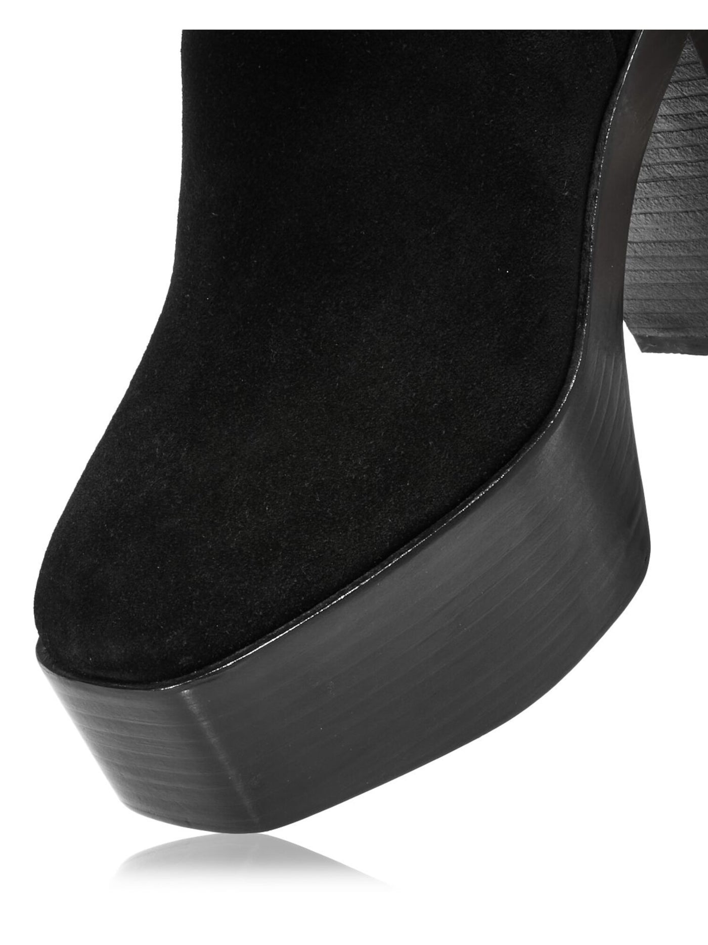 AQUA Womens Black 2" Platform Comfort Maya Square Toe Stacked Heel Zip-Up Leather Booties M