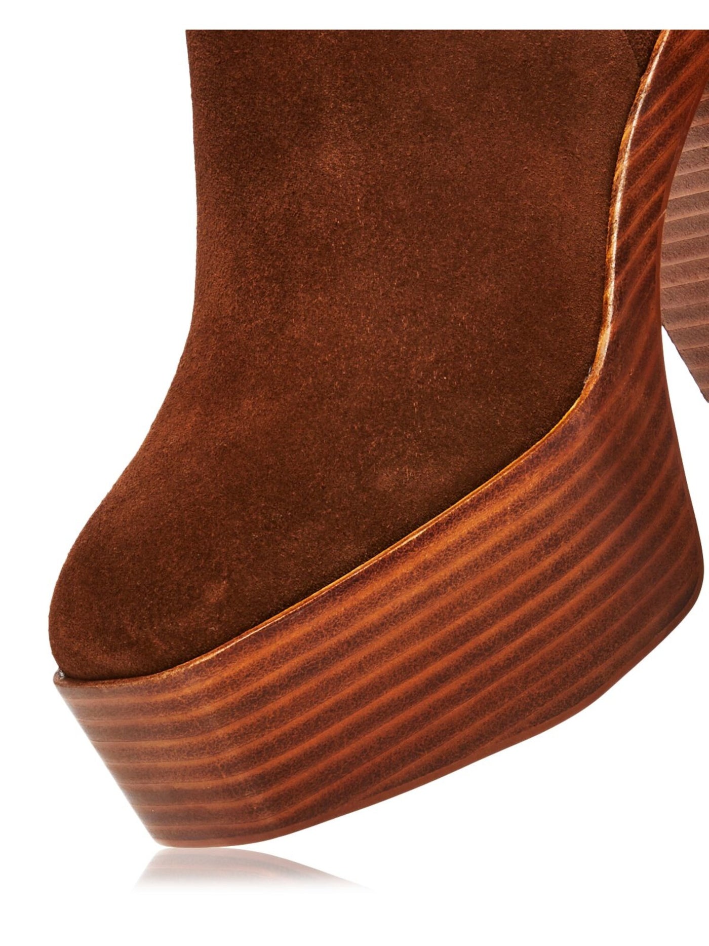 AQUA Womens Brown 2" Platform Comfort Maya Square Toe Stacked Heel Zip-Up Leather Booties M
