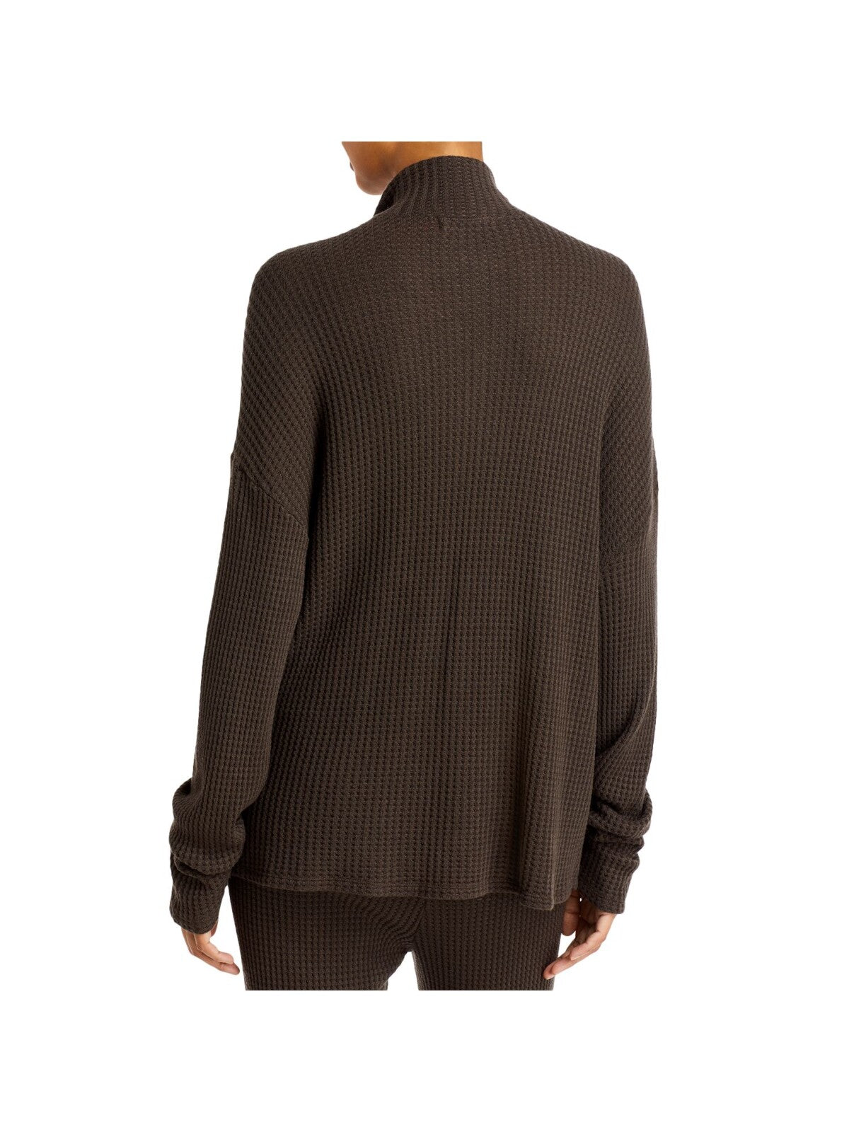 N: PHILANTHROPY Womens Zippered Waffle Knit Long Sleeve Sweatshirt