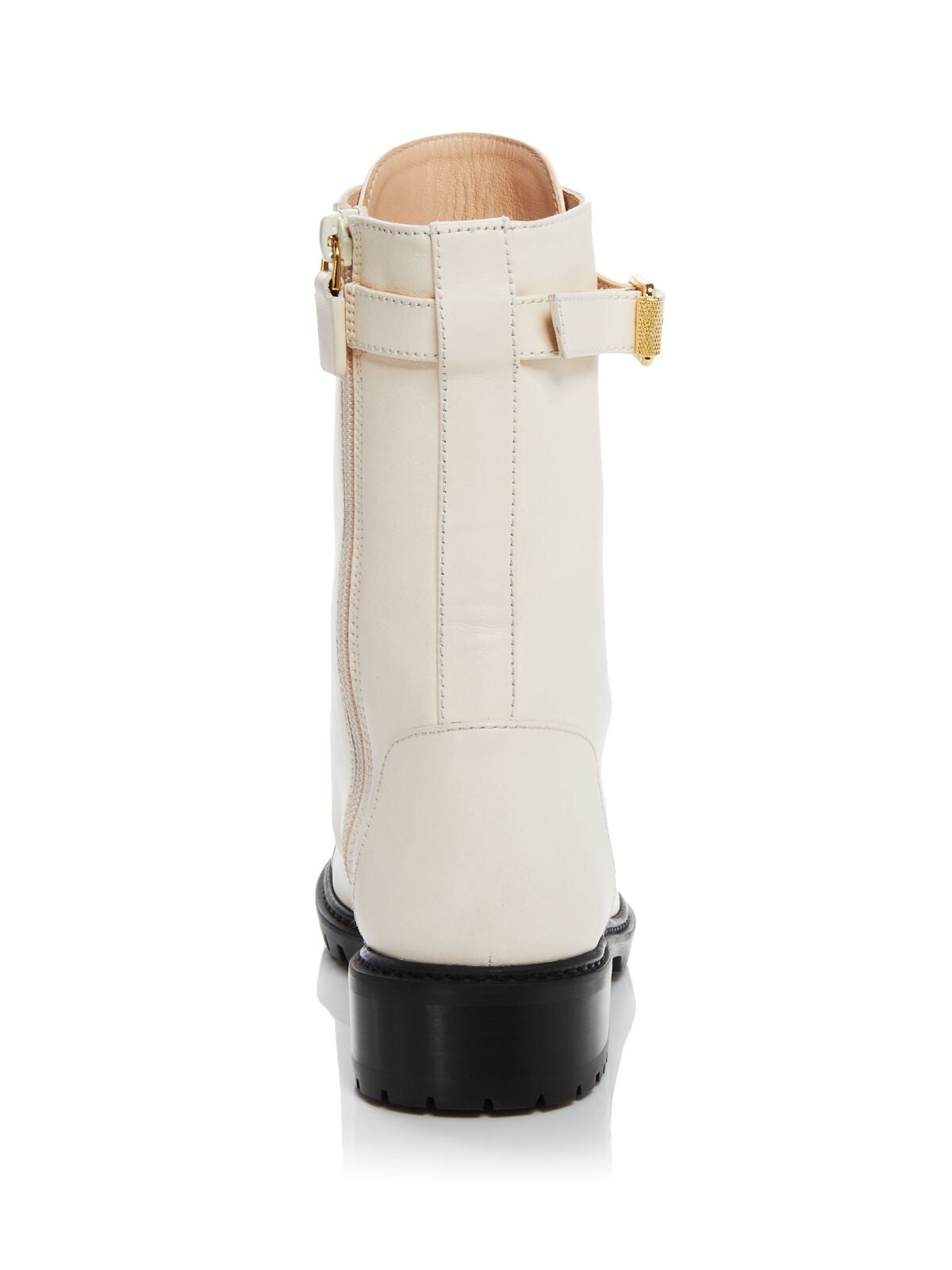 STUART WEITZMAN Womens Ivory Lace Buckle Accent Padded Thalia Cap Toe Block Heel Zip-Up Leather Combat Boots 11