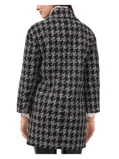 VINCE CAMUTO Womens Black Pocketed Notch Lapels Long Sleeves Lined Houndstooth Jacket XS