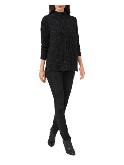VINCE CAMUTO Womens Black Ribbed Speckle Long Sleeve Turtle Neck Sweater XS