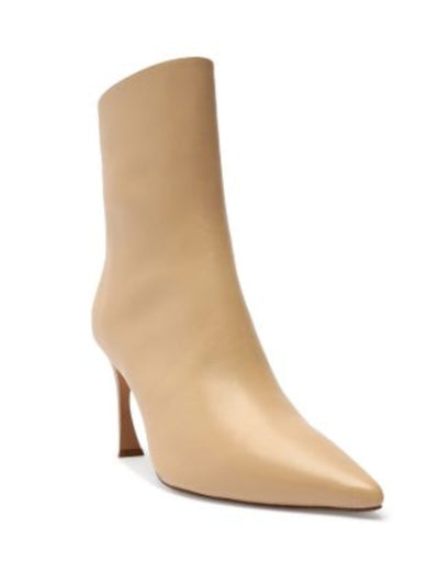 ALEXANDRE BIRMAN Womens Beige Padded Myra Pointed Toe Sculpted Heel Zip-Up Leather Heeled Boots 40