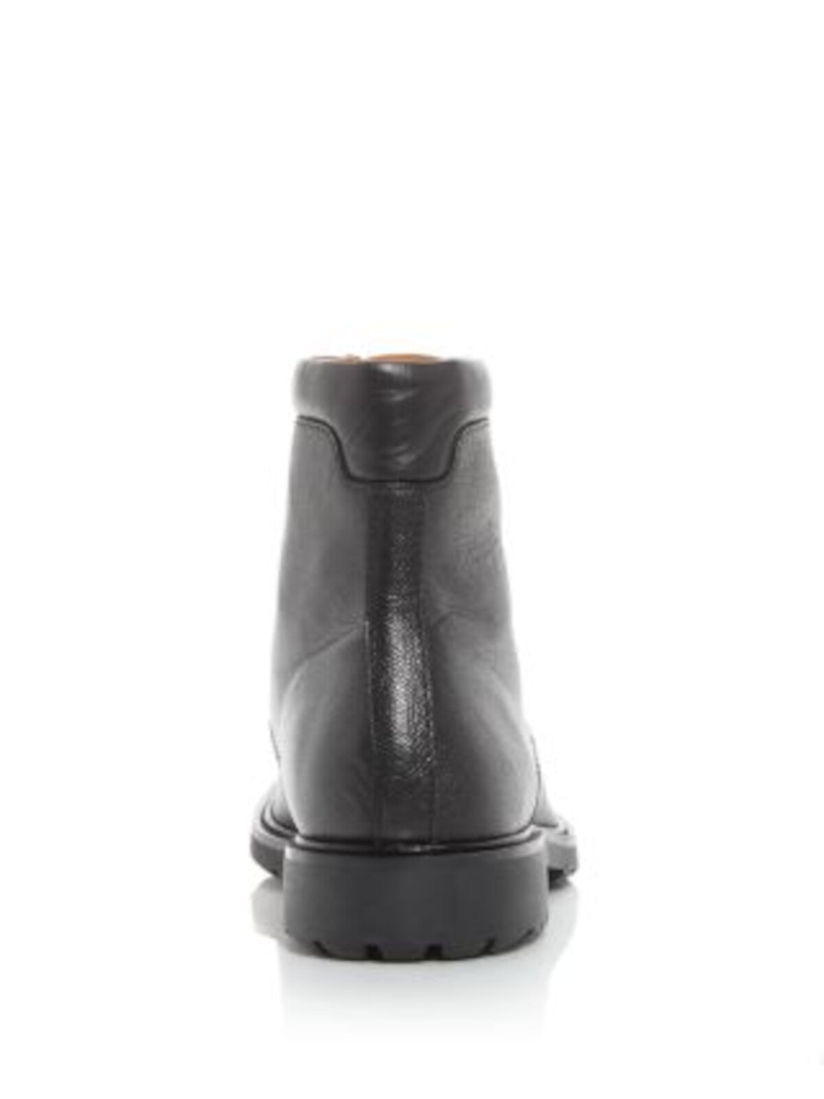 THE MENS STORE Mens Black Padded Cap Toe Block Heel Lace-Up Leather Boots Shoes 10.5