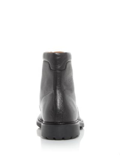 THE MENS STORE Mens Black Padded Cap Toe Block Heel Lace-Up Leather Boots Shoes 10.5