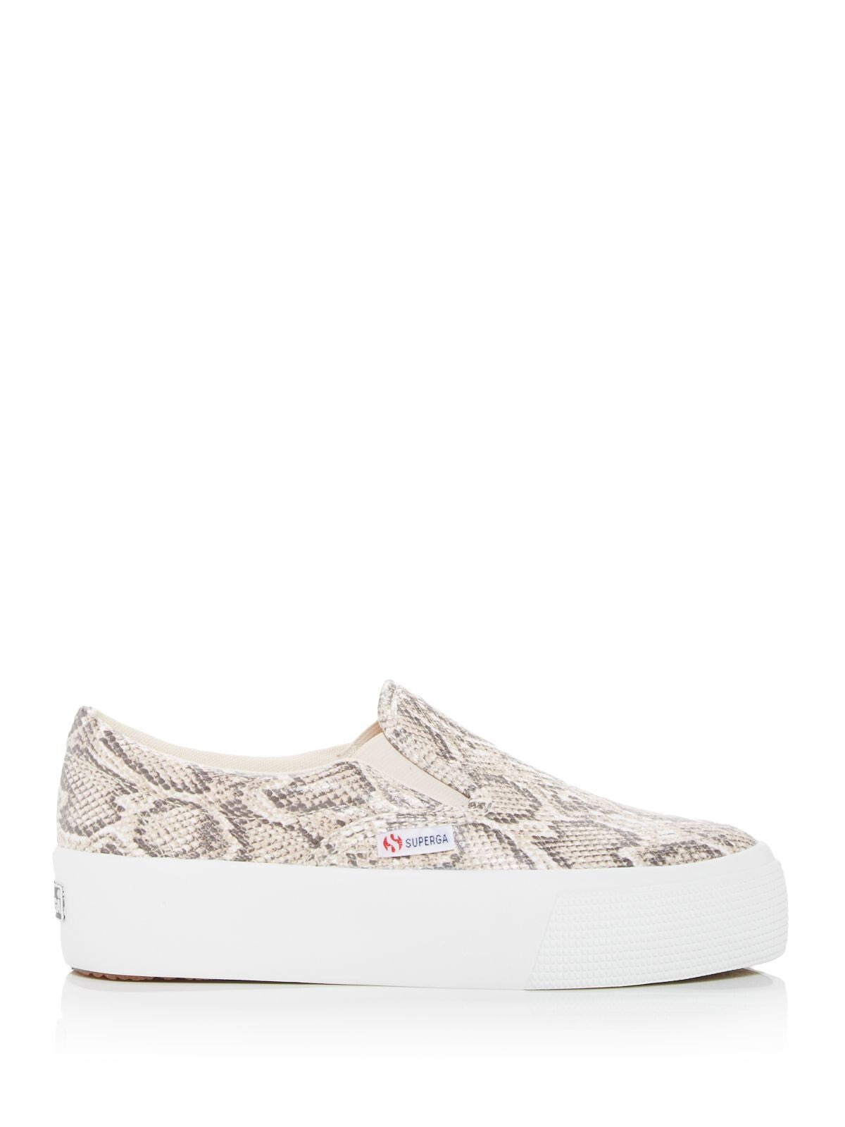 SUPERGA Womens Beige Snake Goring Logo 2306 Round Toe Platform Slip On Sneakers Shoes 36