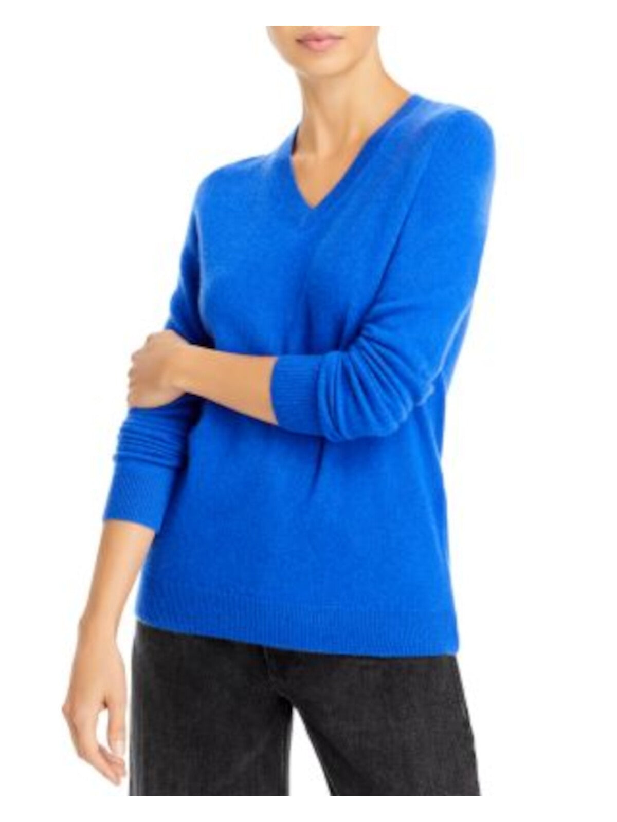 Designer Brand Womens Blue Long Sleeve V Neck Sweater S