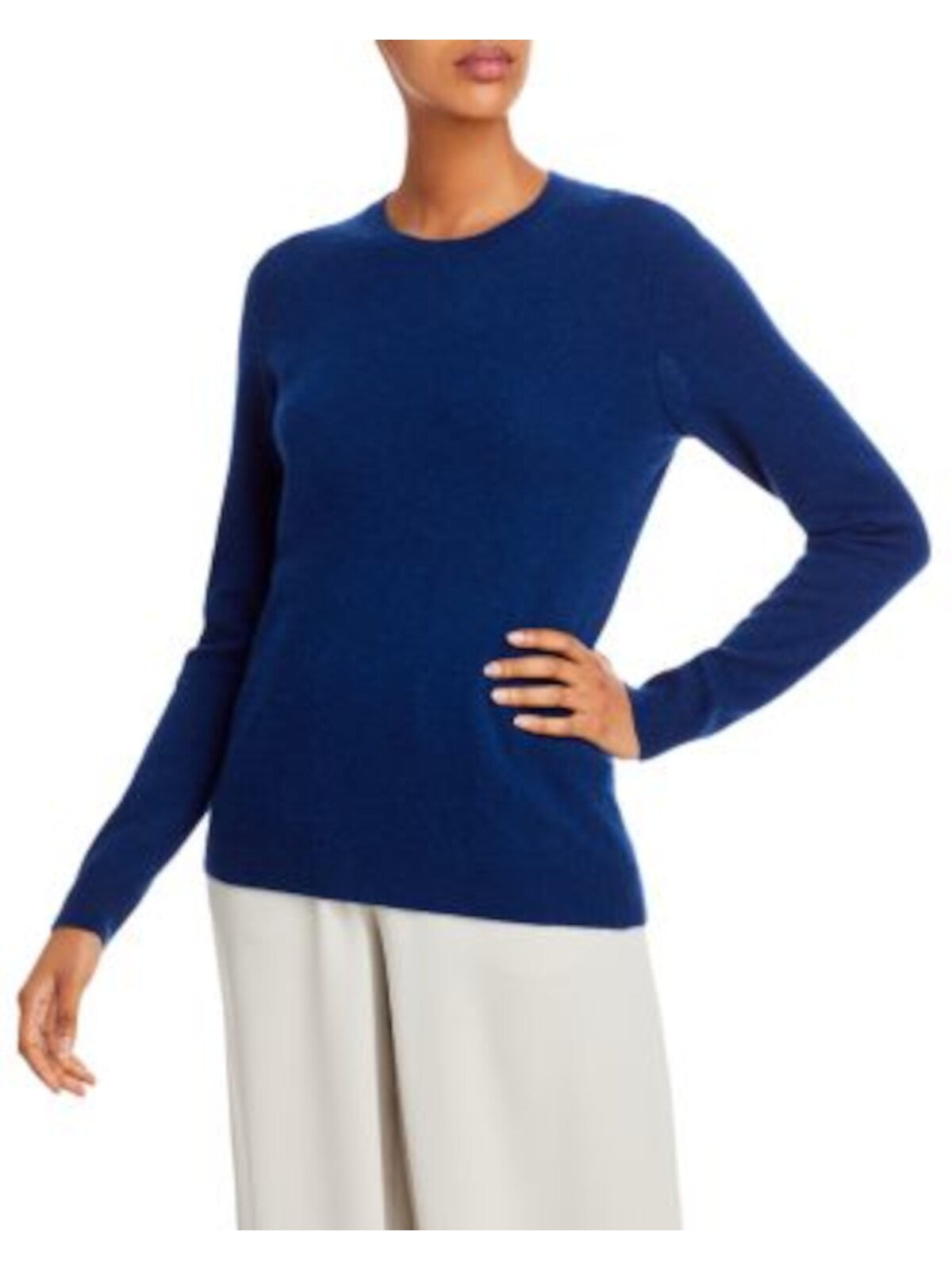 Designer Brand Womens Navy Ribbed Long Sleeve Jewel Neck Sweater M