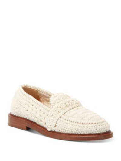 CHLOE Womens Ivory Crochet Kayla Round Toe Slip On Loafers Shoes 36.5