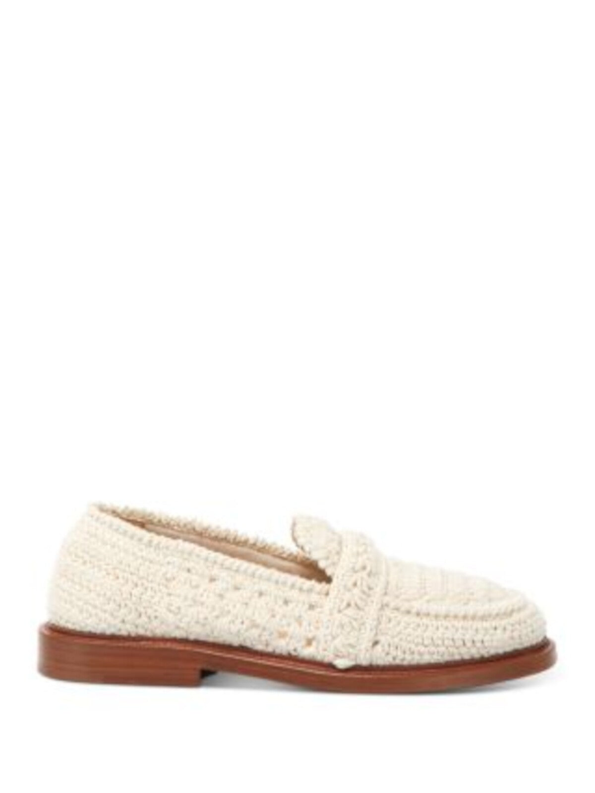 CHLOE Womens Ivory Crochet Kayla Round Toe Slip On Loafers Shoes 38.5