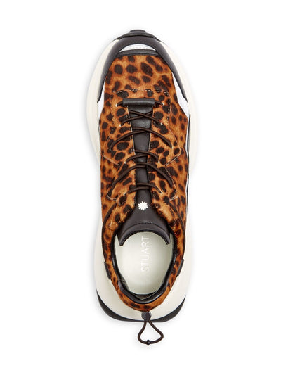 STUART WEITZMAN Womens Brown Leopard Print Metallic Silver Removable Insole Logo Sw 1 Round Toe Leather Sneakers Shoes B