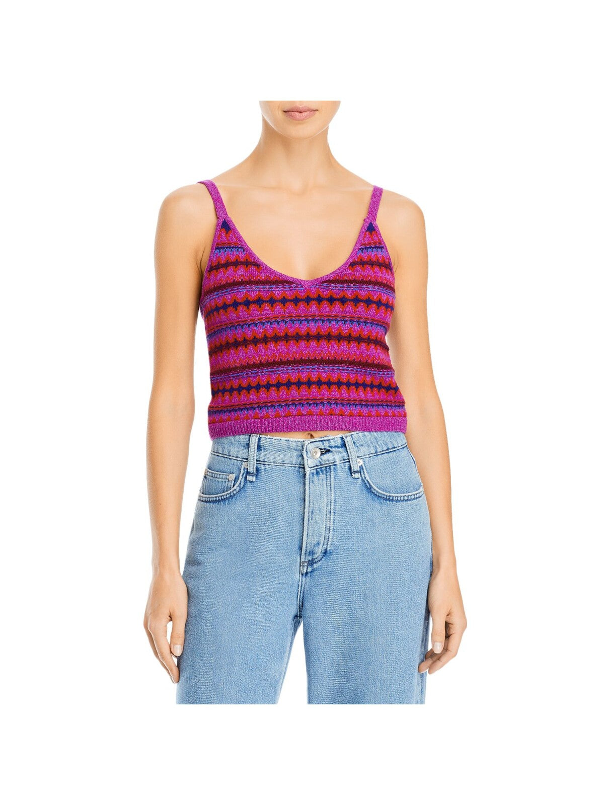 RAG & BONE Womens Purple Stretch Spaghetti Strap V Neck Cami Sweater XS