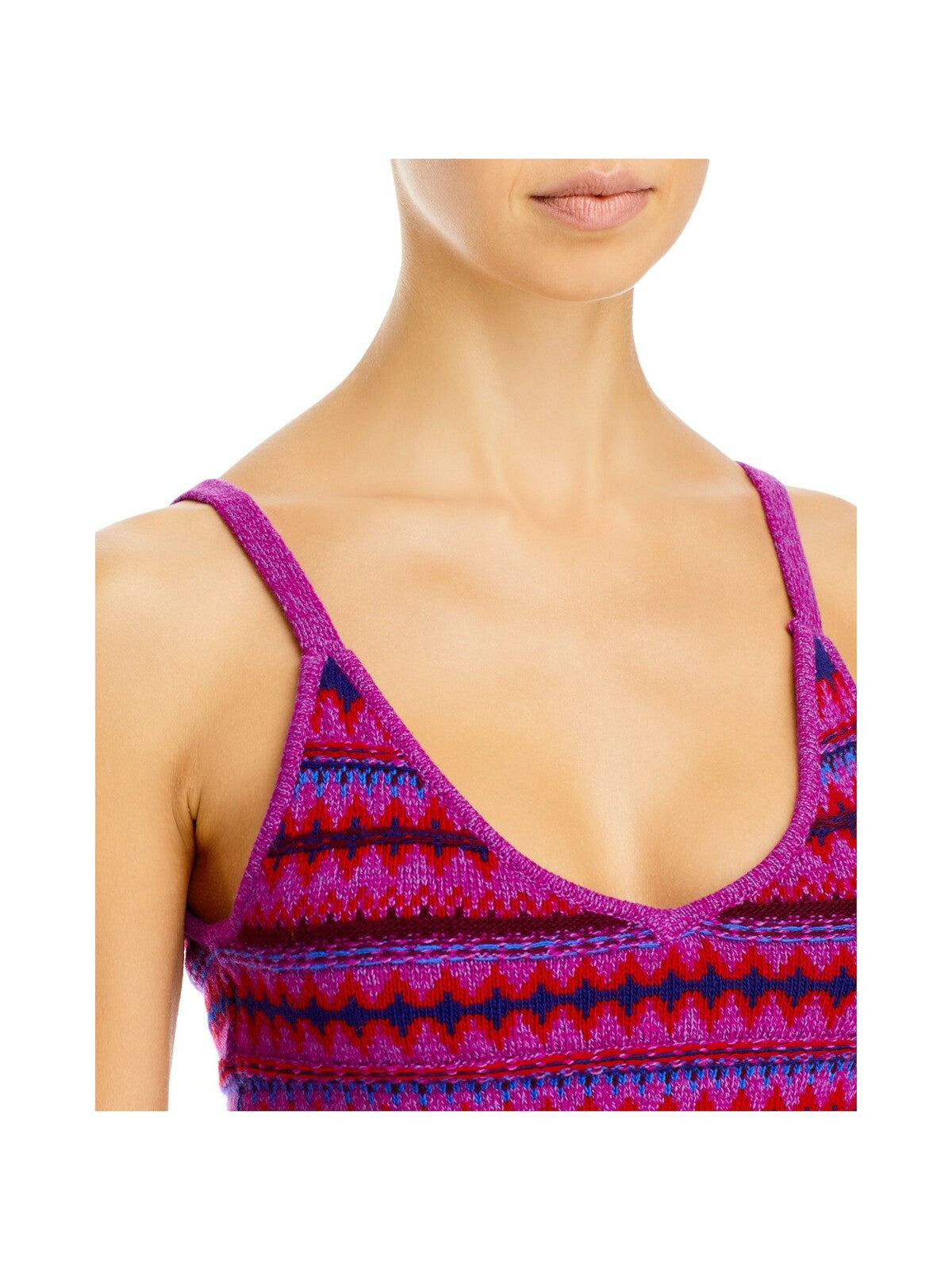 RAG & BONE Womens Purple Stretch Spaghetti Strap V Neck Cami Sweater M