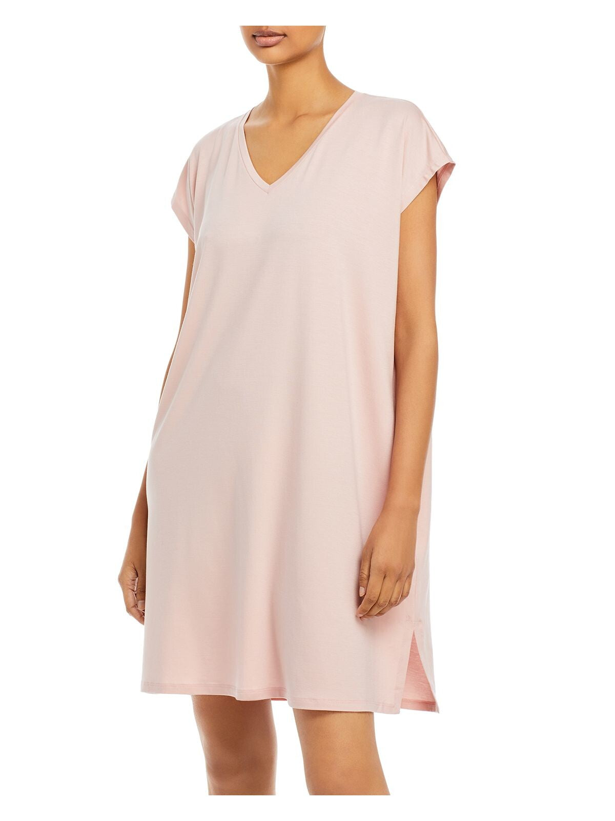 EILEEN FISHER Womens Pink Stretch Cap Sleeve V Neck Above The Knee Shift Dress M