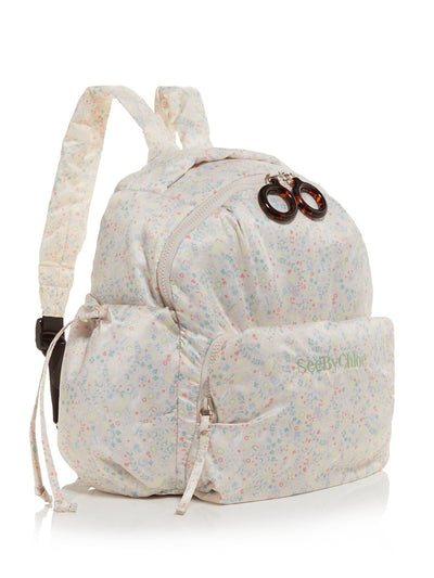 SEE BY CHLOE Women's Beige Floral Double Flat Strap Backpack