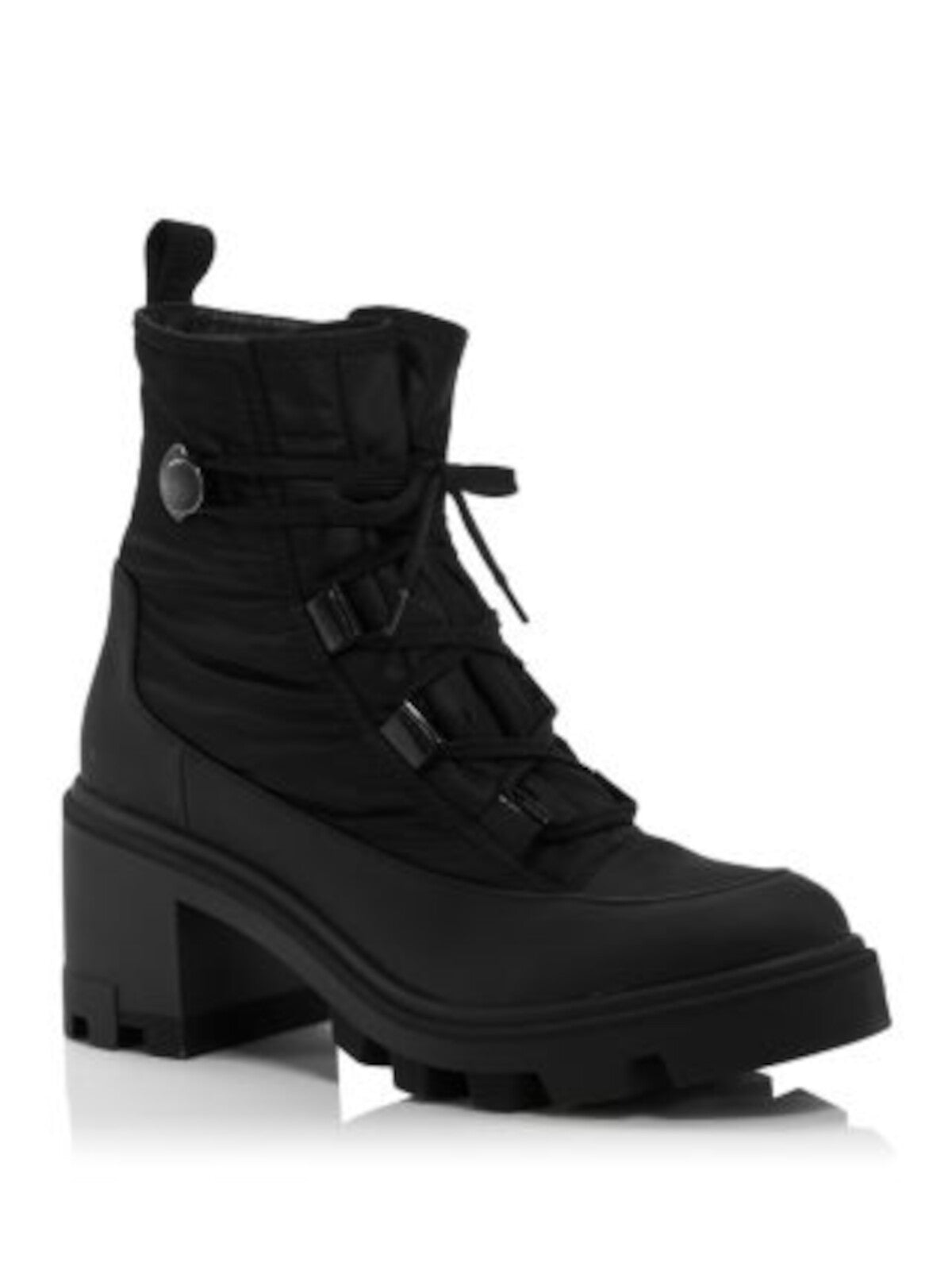 MONCLER Womens Black 1" Platform Treaded Heel Pull-Tab Padded Cheryne Round Toe Lace-Up Winter Boots 36.5