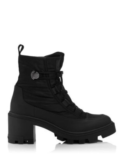 MONCLER Womens Black 1" Platform Treaded Heel Pull-Tab Padded Cheryne Round Toe Lace-Up Winter Boots 36.5