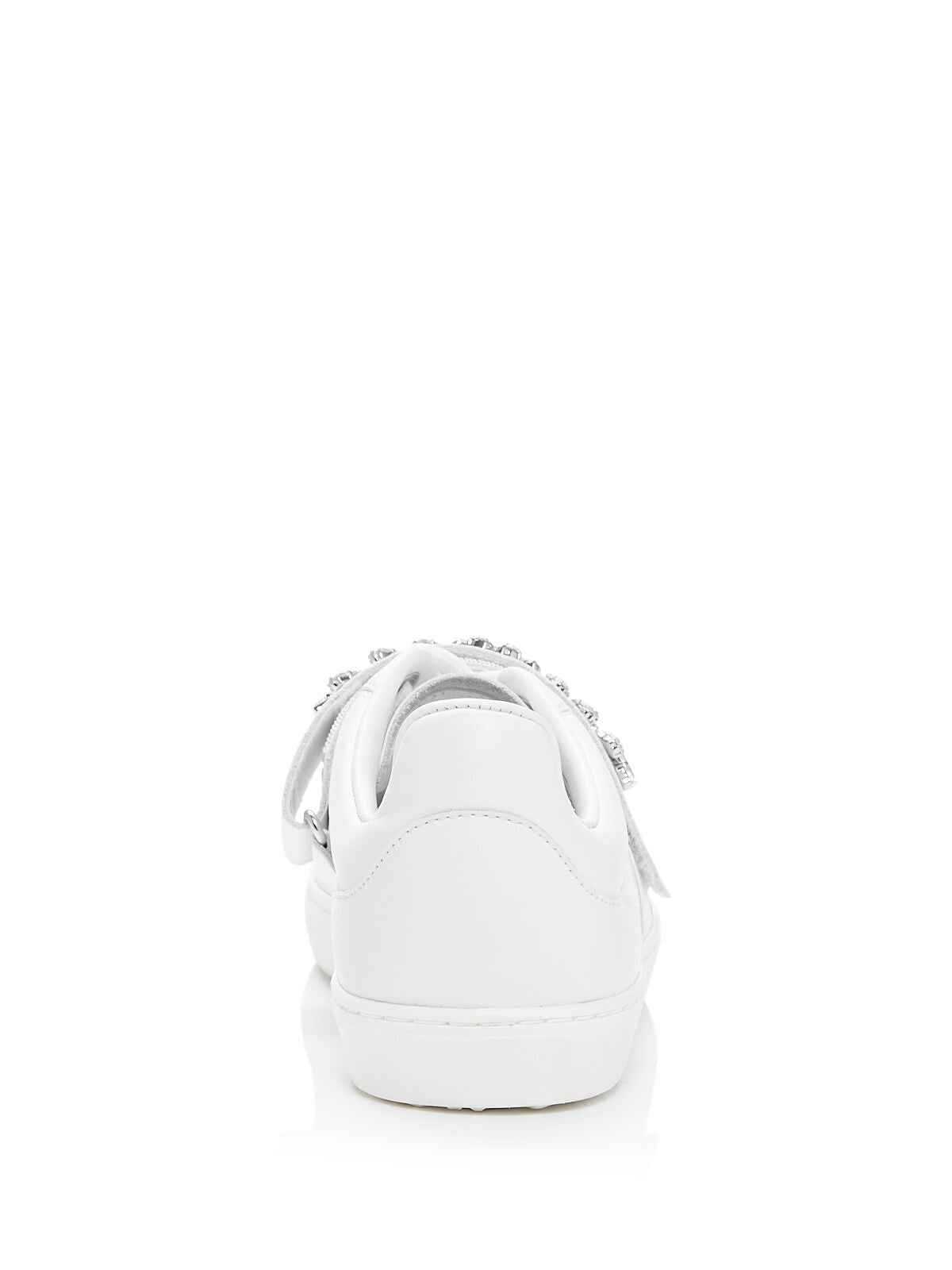 STUART WEITZMAN Womens White Comfort Embellished Adjustable Strap Promise Round Toe Platform Lace-Up Leather Athletic Sneakers Shoes 9.5 B