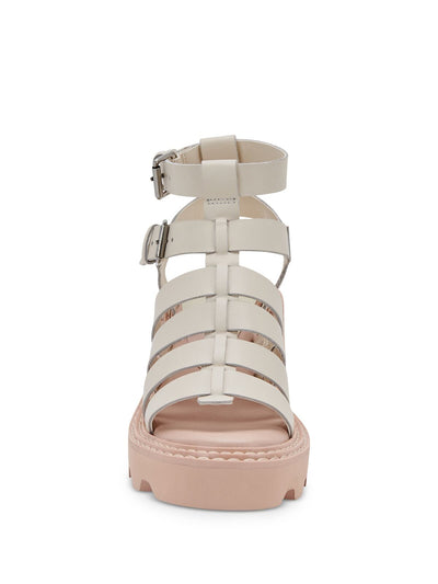 DOLCE VITA Womens Beige 1" Platform Treaded Comfort Galore Round Toe Buckle Leather Gladiator Sandals Shoes 7 M