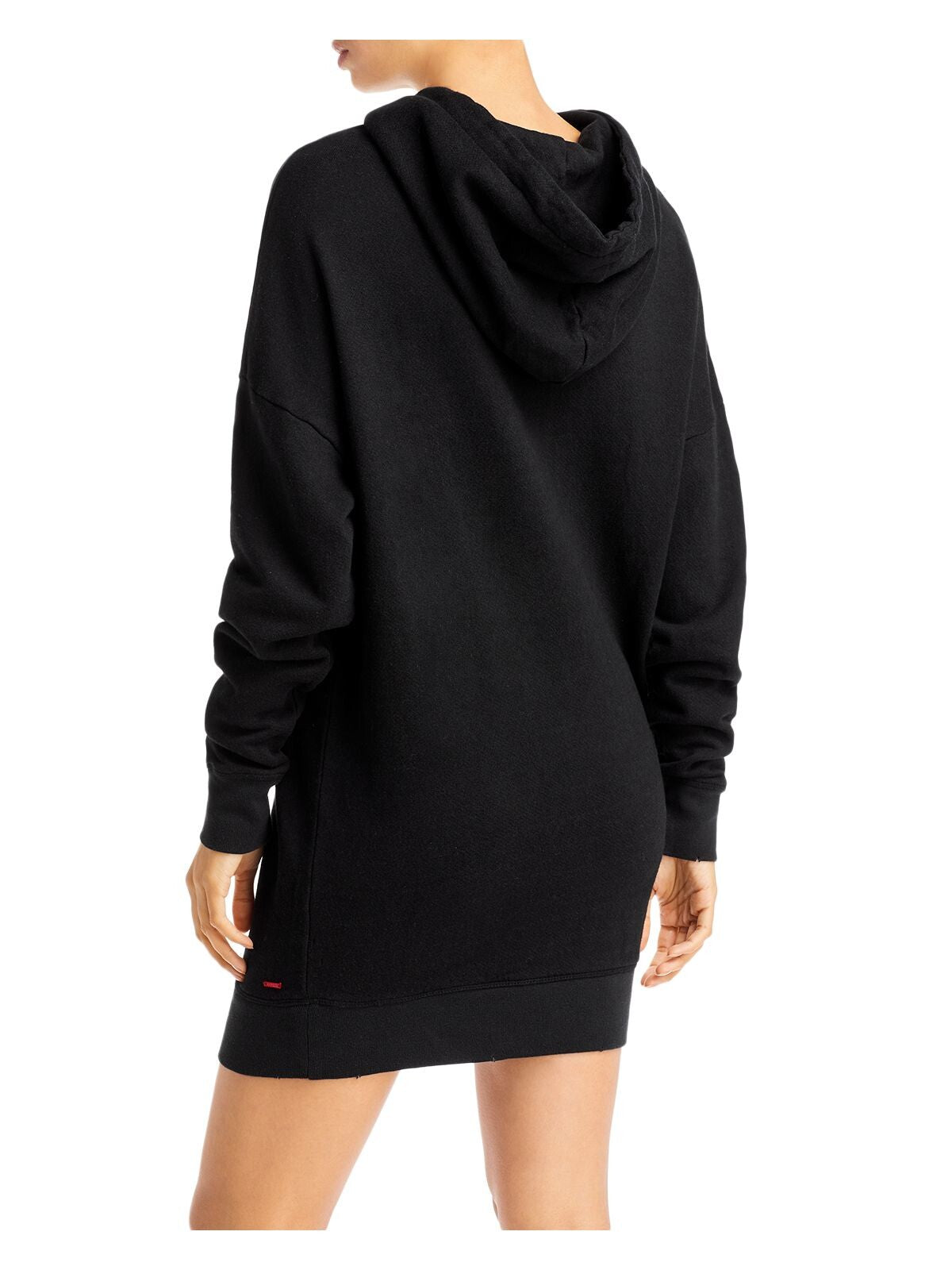 N: PHILANTHROPY Womens Cut Out Ribbed Drawstring Hood Drop Shoulders Long Sleeve Short Sweatshirt Dress