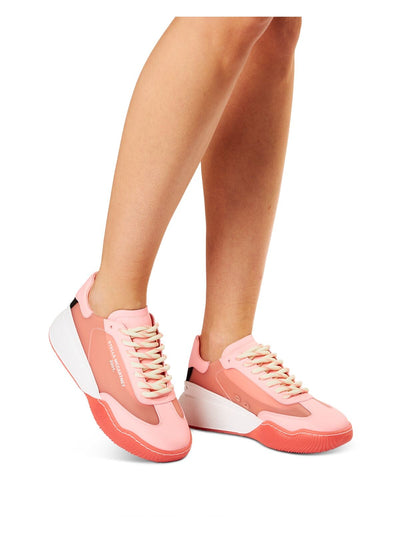 STELLAMCCARTNEY Womens Pink Translucent Logo Removable Insole Loop Round Toe Wedge Lace-Up Athletic Sneakers Shoes