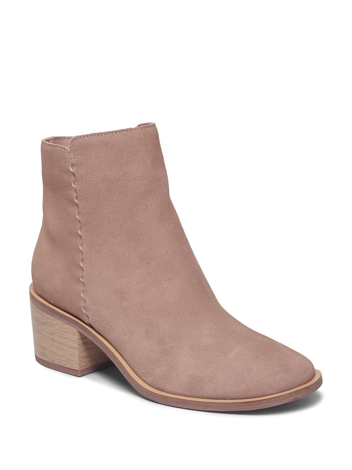 SPLENDID Womens Beige Comfort Avery Square Toe Block Heel Zip-Up Leather Booties 7.5 M
