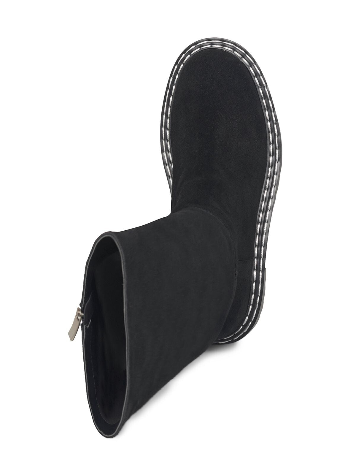 SPLENDID Womens Black Comfort Lug Sole Amalia Round Toe Block Heel Zip-Up Leather Heeled Boots 8