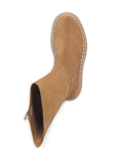 SPLENDID Womens Beige Lug Sole Comfort Amalia Round Toe Block Heel Zip-Up Heeled Boots 8.5