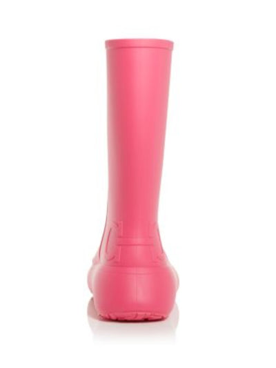 SALVATORE FERRAGAMO Womens Pink Removable Insole Logo Rainboot 1 Round Toe Wedge Rain Boots 10 M