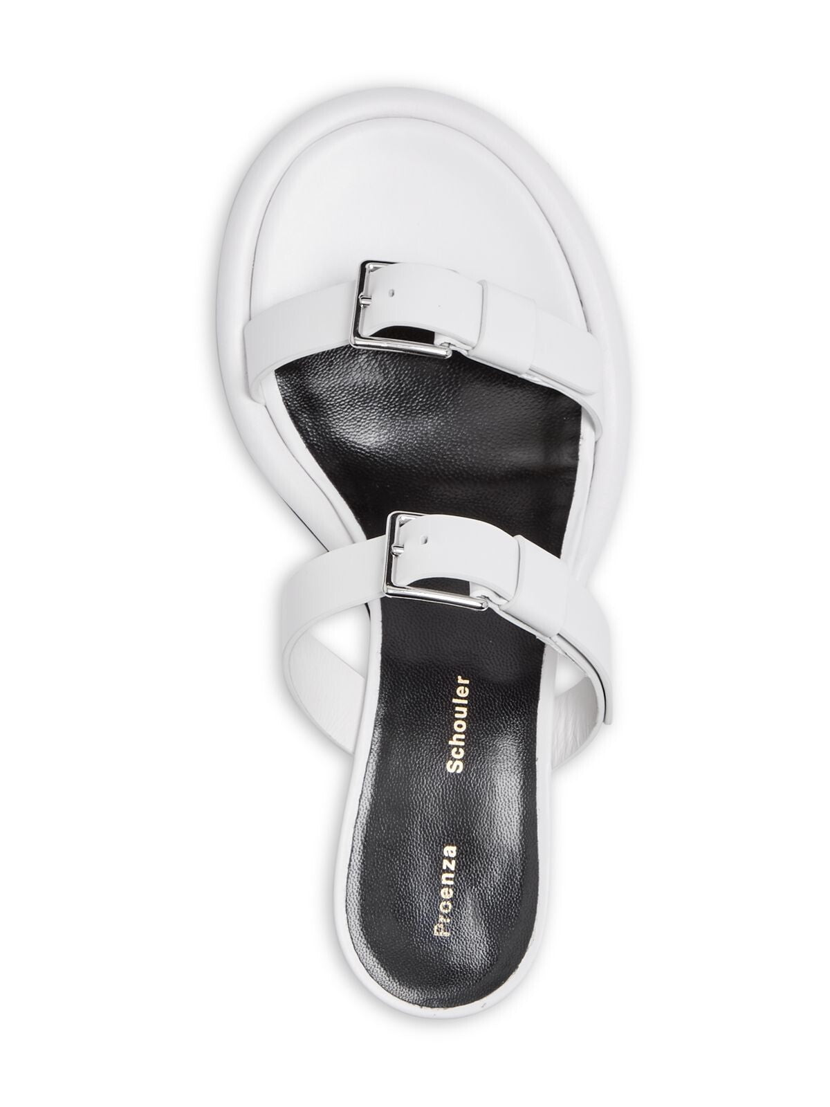 PROENZA SCHOULER Womens White Buckle Accent Pipe Round Toe Kitten Heel Slip On Leather Heeled