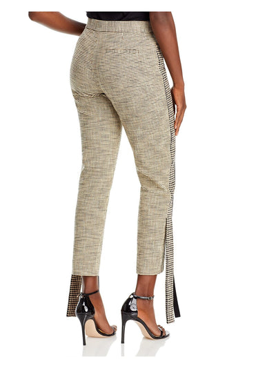 HELLESSY Womens Beige Pocketed Zippered Hook And Bar Closure Tailored Houndstooth Cropped Pants 4