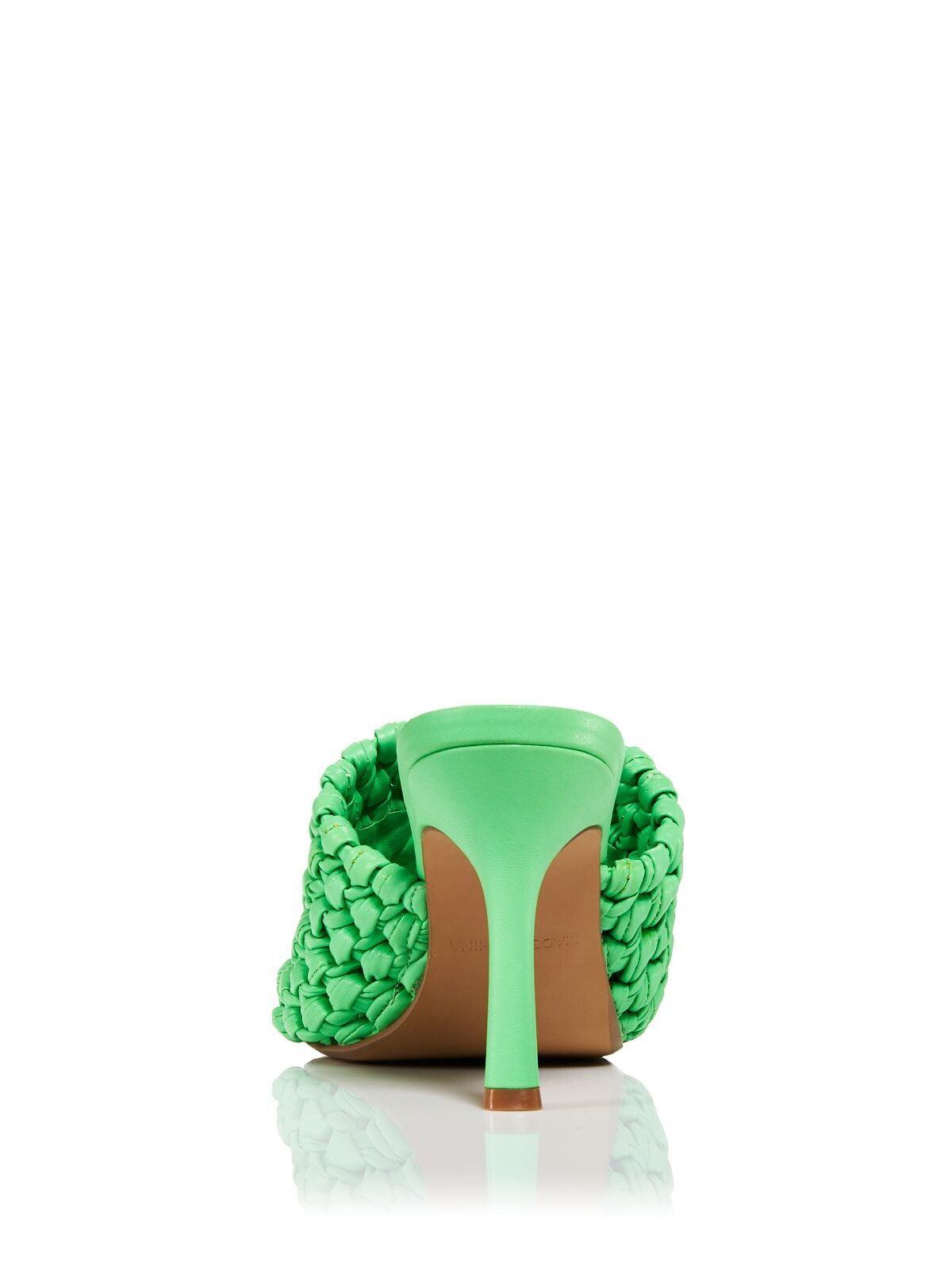 AQUA Womens Green Padded Woven Katy Square Toe Stiletto Slip On Heeled Sandal 8.5 M