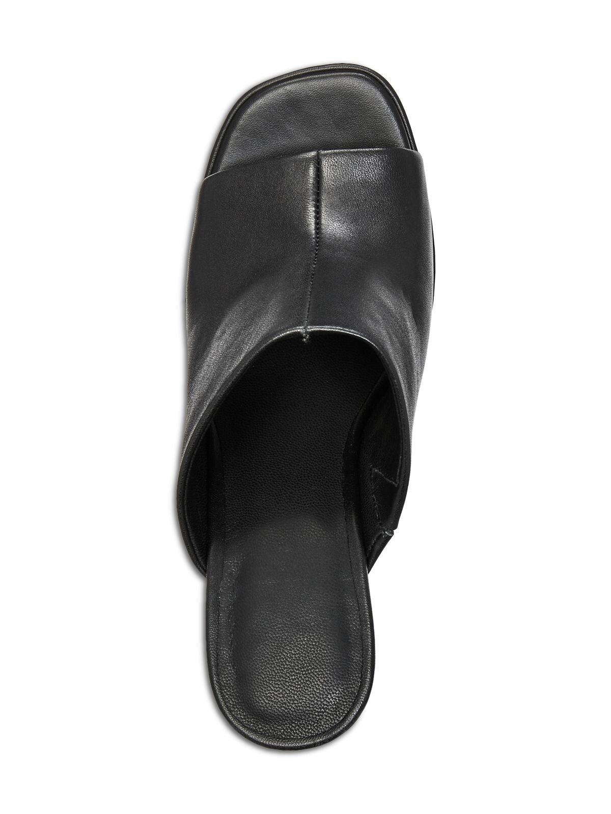 AQUA Womens Black Goring Padded Dani Square Toe Sculpted Heel Slip On Leather Heeled Sandal 7.5 M
