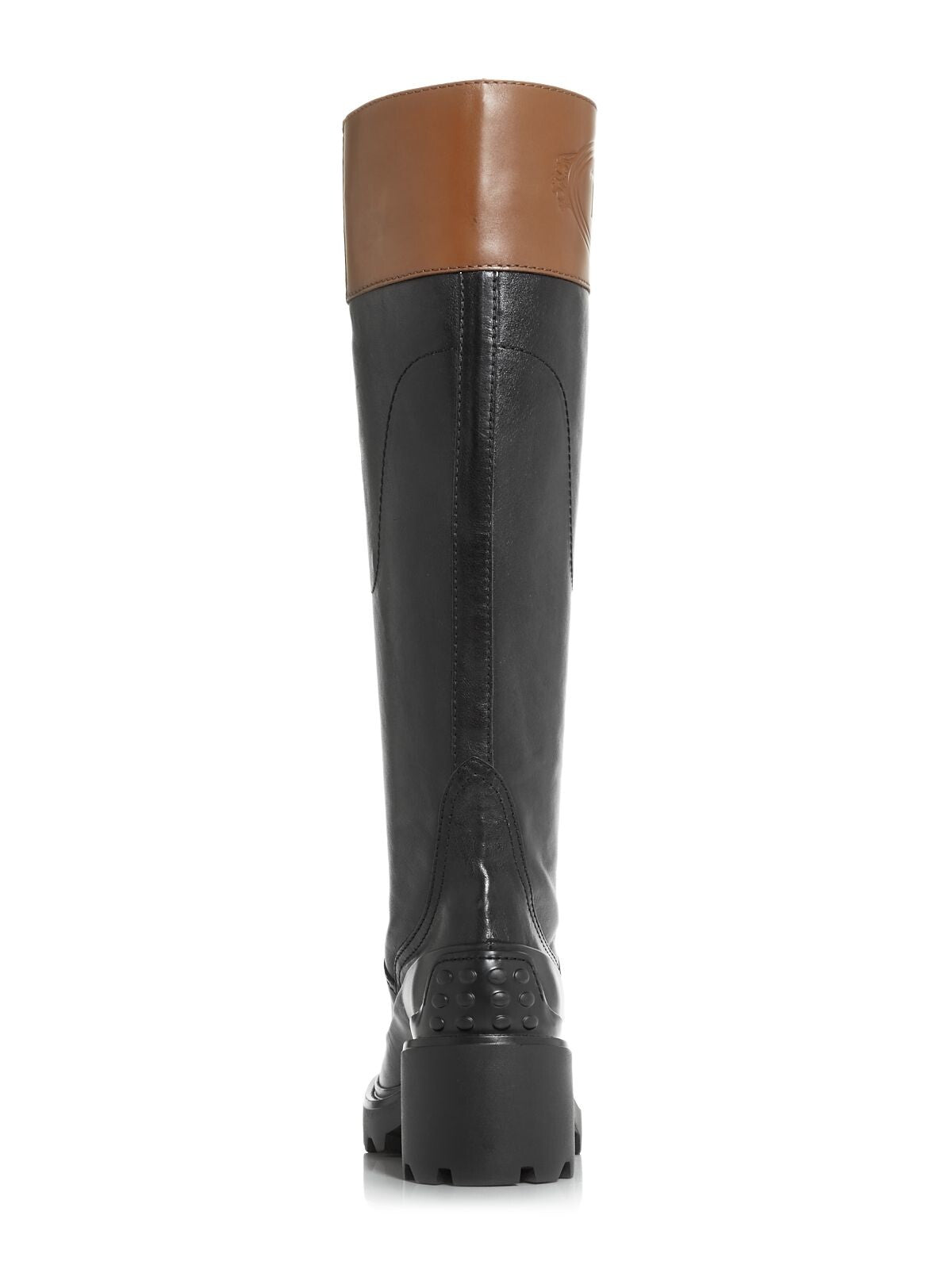 TODS Womens Black Comfort Round Toe Block Heel Leather Riding Boot 41