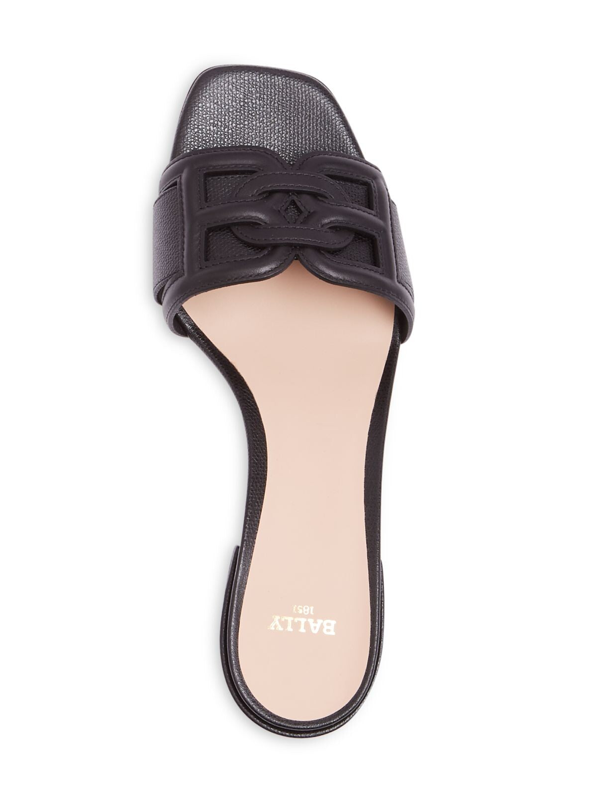 BALLY Womens Black Logo Peoni 40 Square Toe Block Heel Slip On Leather Heeled Sandal 39