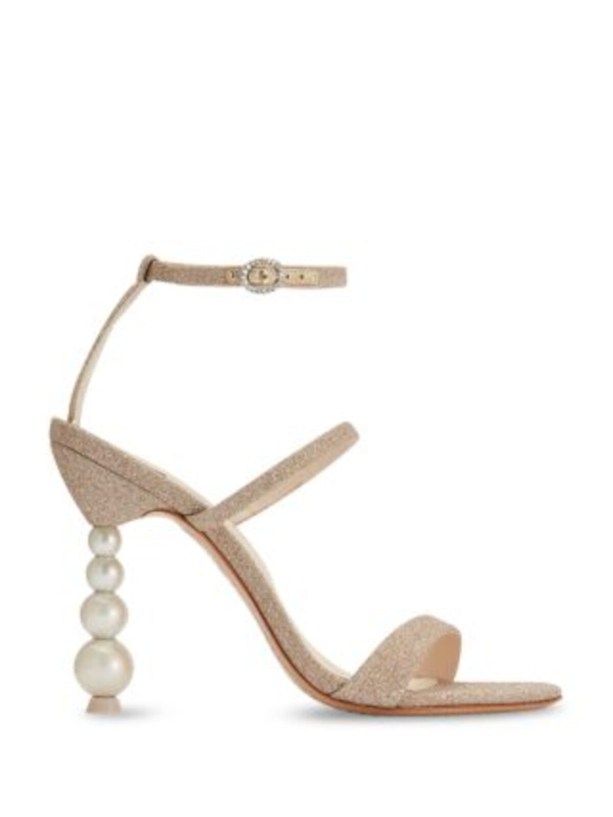 SOPHIA WEBSTER Womens Beige Glitter Ankle Strap Padded Rosalind Open Toe Sculpted Heel Buckle Dress Heeled Sandal 35.5