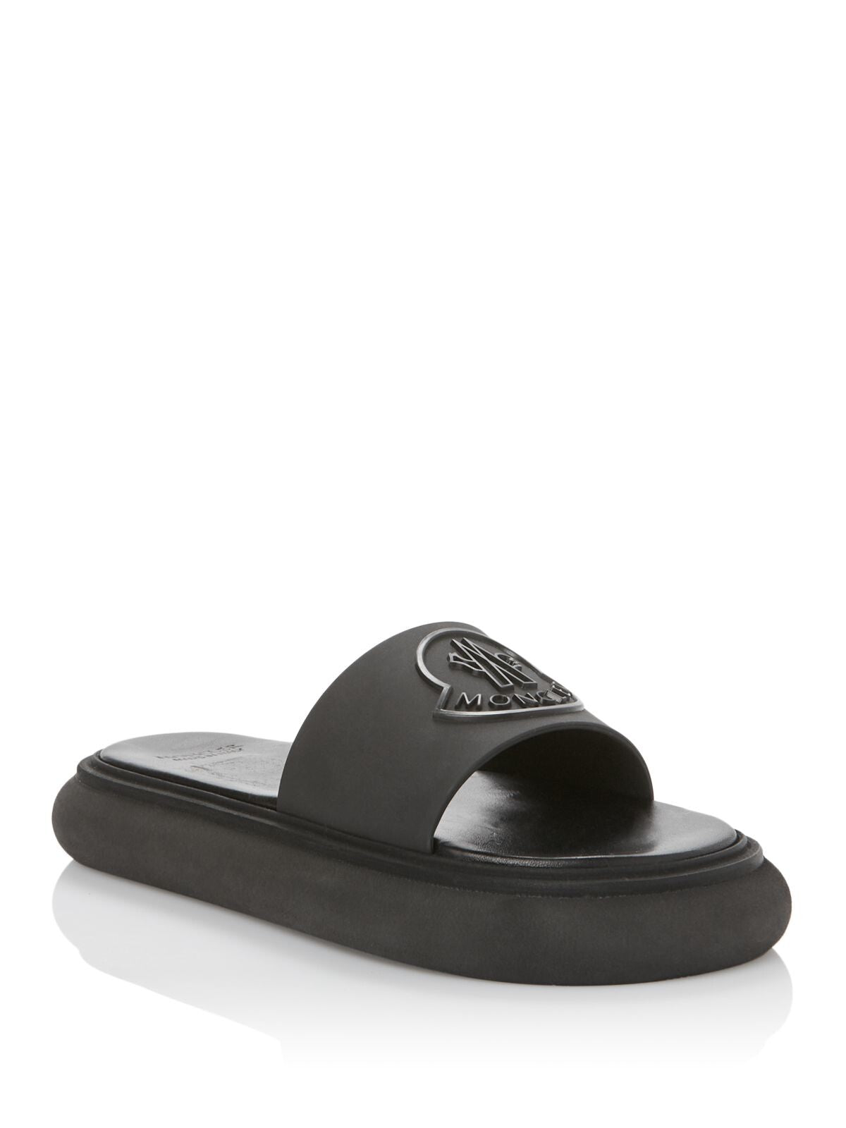 MONCLER Womens Black Logo Slyder Round Toe Platform Slip On Slide Sandals 41